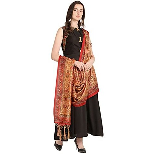 KAHIRAA WHOLETEX Womens Silk Multicoloured Digital Print Free Size Silk Dupatta