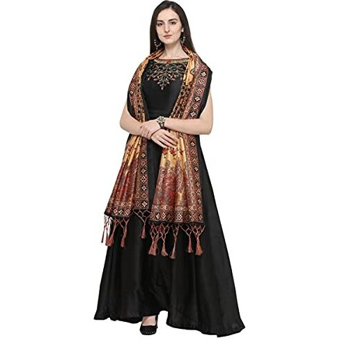 KAHIRAA WHOLETEX Womens Silk Multicoloured Digital Print Free Size Silk Dupatta