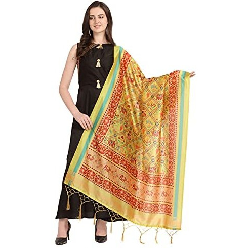 KAHIRAA WHOLETEX Womens Silk Multicoloured Digital Print Free Size Silk Dupatta