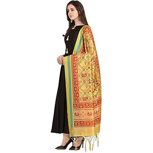 KAHIRAA WHOLETEX Womens Silk Multicoloured Digital Print Free Size Silk Dupatta