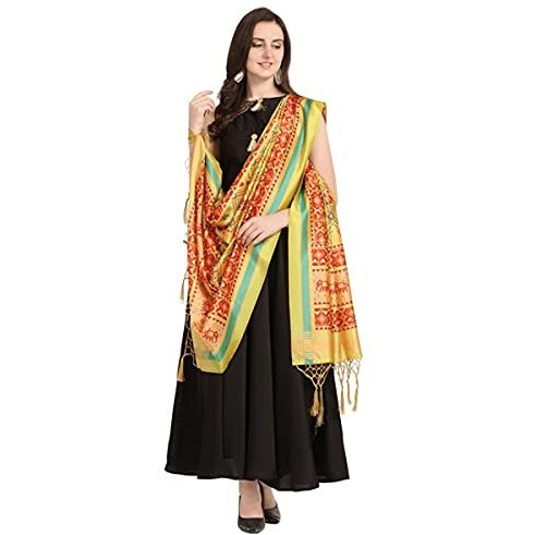 KAHIRAA WHOLETEX Womens Silk Multicoloured Digital Print Free Size Silk Dupatta