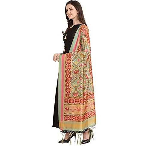 KAHIRAA WHOLETEX Womens Silk Multicoloured Digital Print Free Size Silk Dupatta