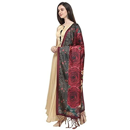 KAHIRAA WHOLETEX Womens Silk Multicoloured Digital Print Free Size Silk Dupatta