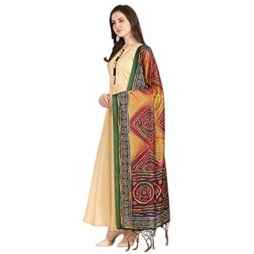KAHIRAA WHOLETEX Womens Silk Multicoloured Digital Print Free Size Silk Dupatta
