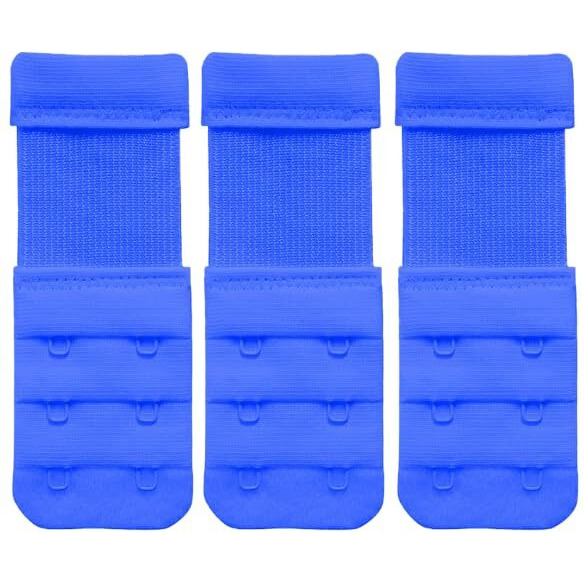 Bureaucrat Elastic Bra Hook Extender-(2 Hook/3 Eye & 3 Hook/3 Eye) with Extra Elastic- Increase Band Length- (2 Hooks-(Royal BluePack of 3))