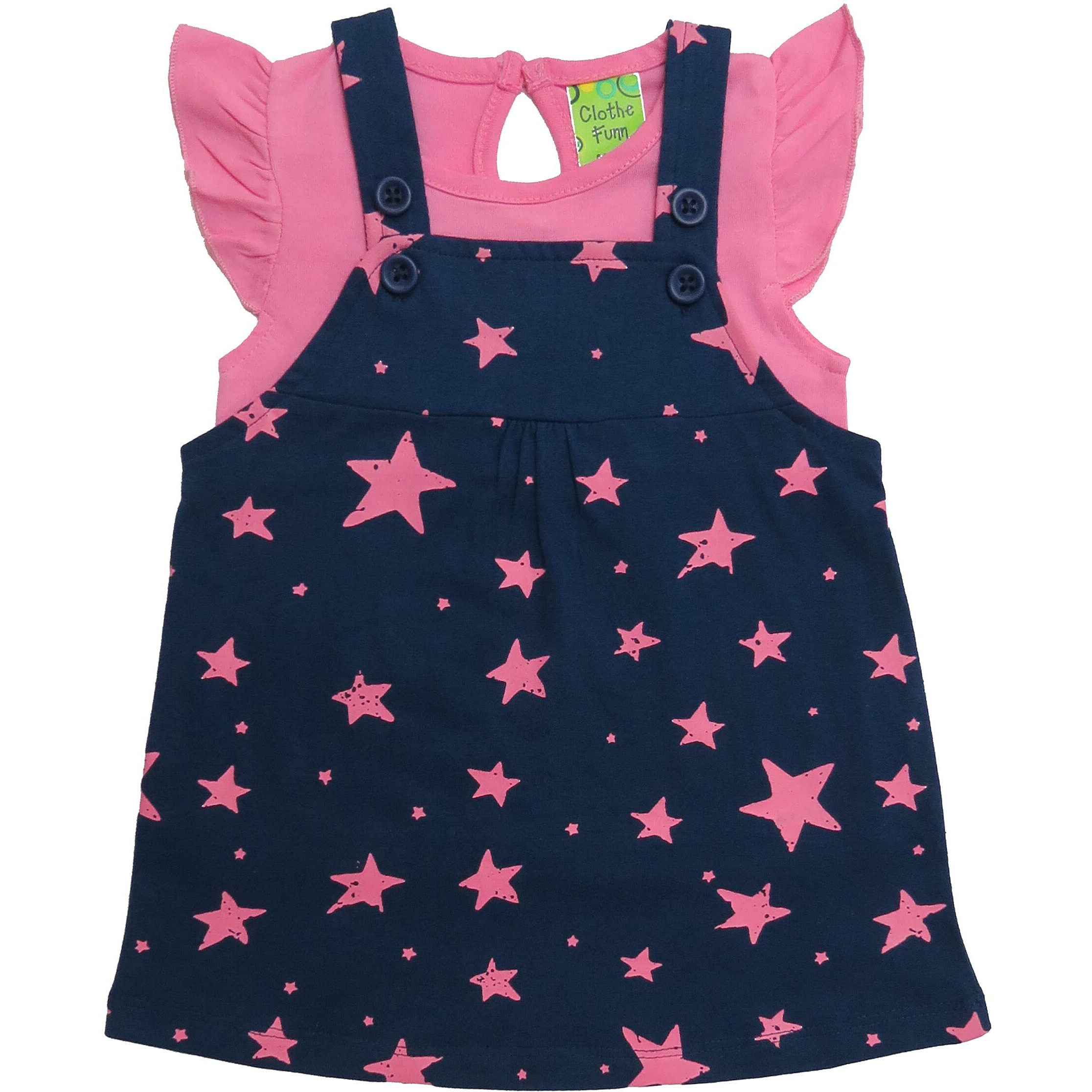 Clothe Funn New Born Knee Length Baby Girl Dress (Navy/Pink 2-3 Years)