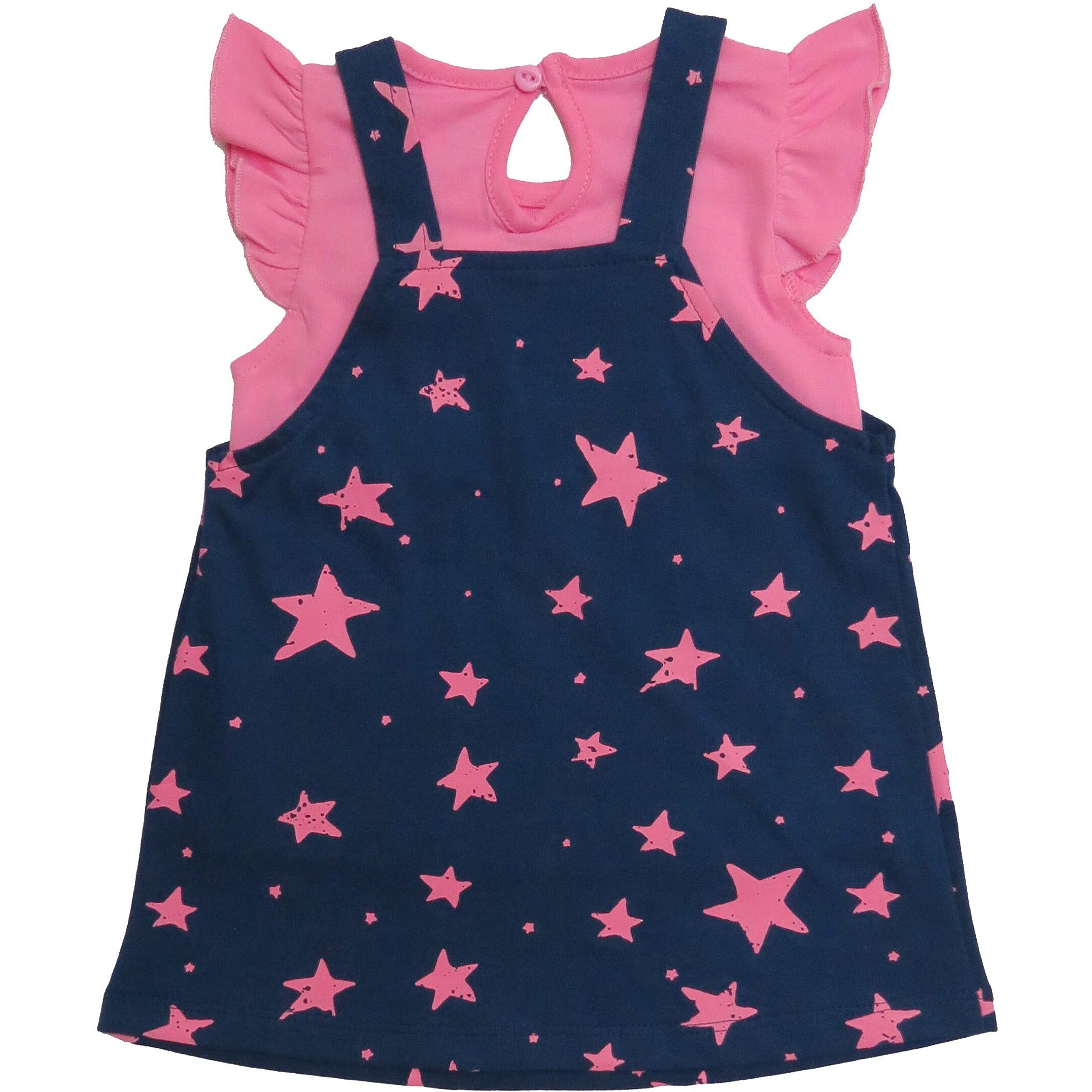 Clothe Funn New Born Knee Length Baby Girl Dress (Navy/Pink 18-24 Months)