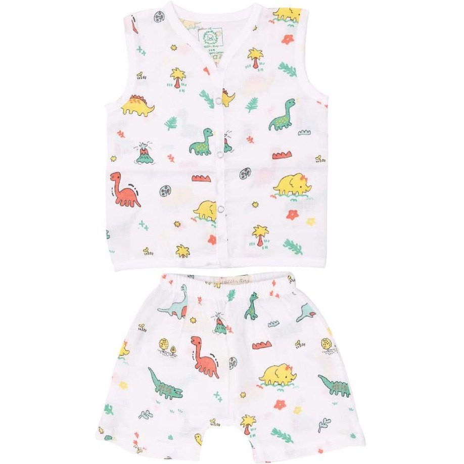 A toddler thing - Organic Cotton Muslin Jabla & Shorts | White Jhabla | for Boys & Girls | Comfy Jabala | Sleeveless Vest | Baby Products | Casual Clothing | Shade Stoneage | Size - 18-24 Months