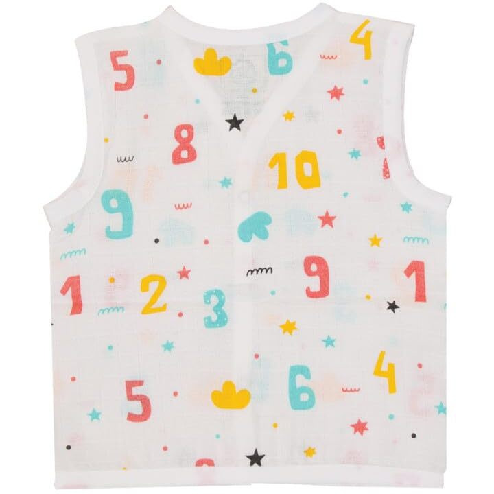 A toddler thing - Organic Cotton Muslin Jabla & Short White Jhabla | for Baby Boys & Girls | Summerwear Jabala | Sleeveless Vest | Casual Clothing | Shade Count Down | Size - 18-24 Months