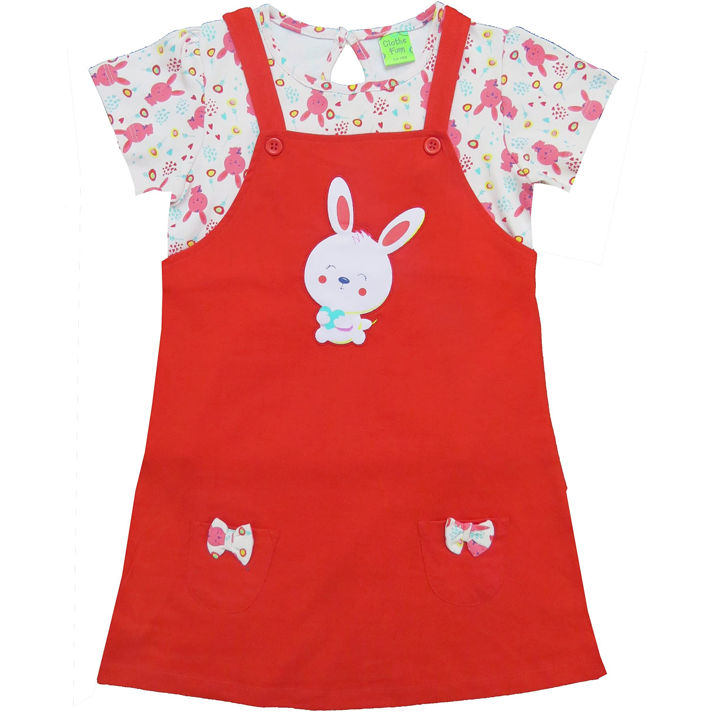 Clothe Funn New Born Knee Length Baby Girl Dress (PeachRed 3-6 Months)