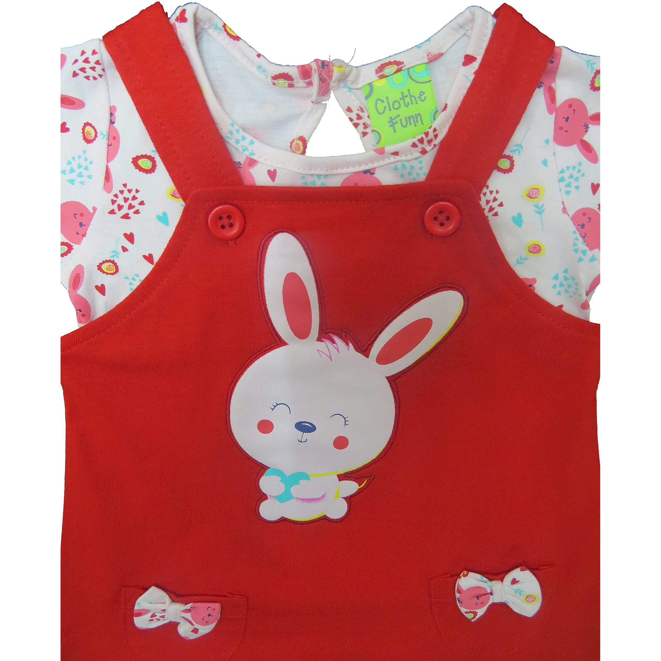 Clothe Funn New Born Knee Length Baby Girl Dress (PeachRed 3-6 Months)