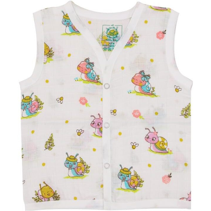 A toddler thing - Organic Cotton Muslin Jabla & Short White Jhabla | for Baby Boys & Girls | Summerwear Jabala | Sleeveless Vest | Casual Clothing | Shade Snail Mail | Size - 18-24 Months