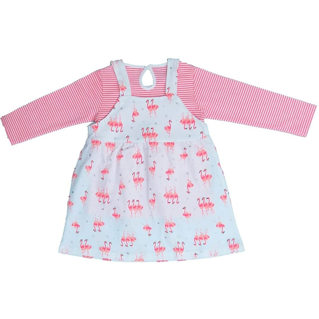Clothe Funn Baby-Girls Cotton Pinafore Midi Dress (912NBFRK1_White AOP