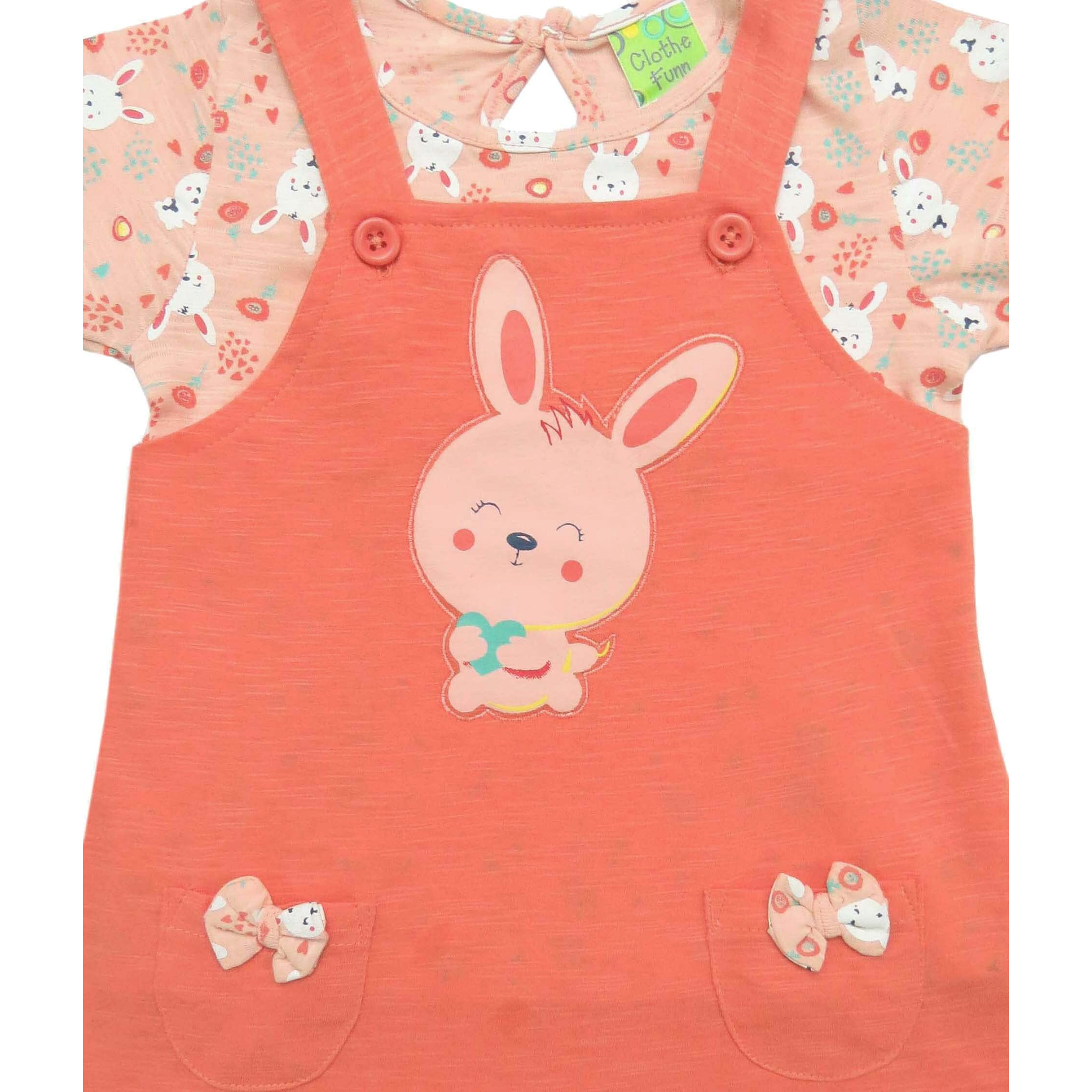 Clothe Funn New Born Knee Length Baby Girl Dress (Coral/Peach 0-3 Months)