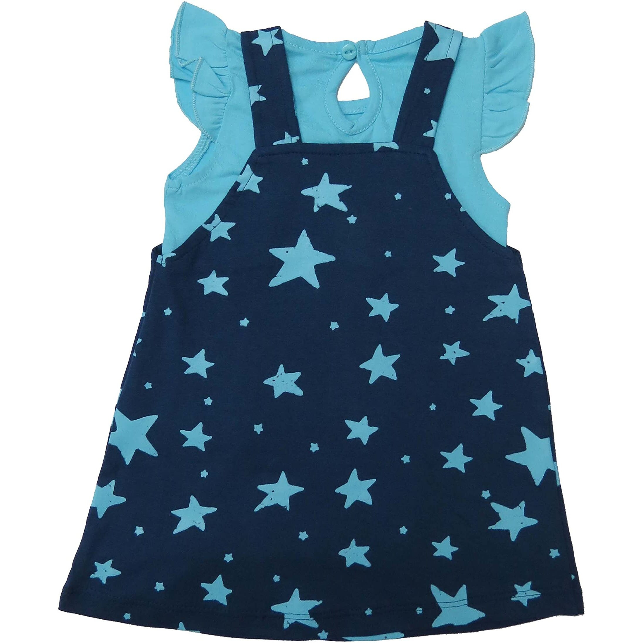 Clothe Funn New Born Knee Length Baby Girl Dress (Navy/T.Blue 3-6 Months)