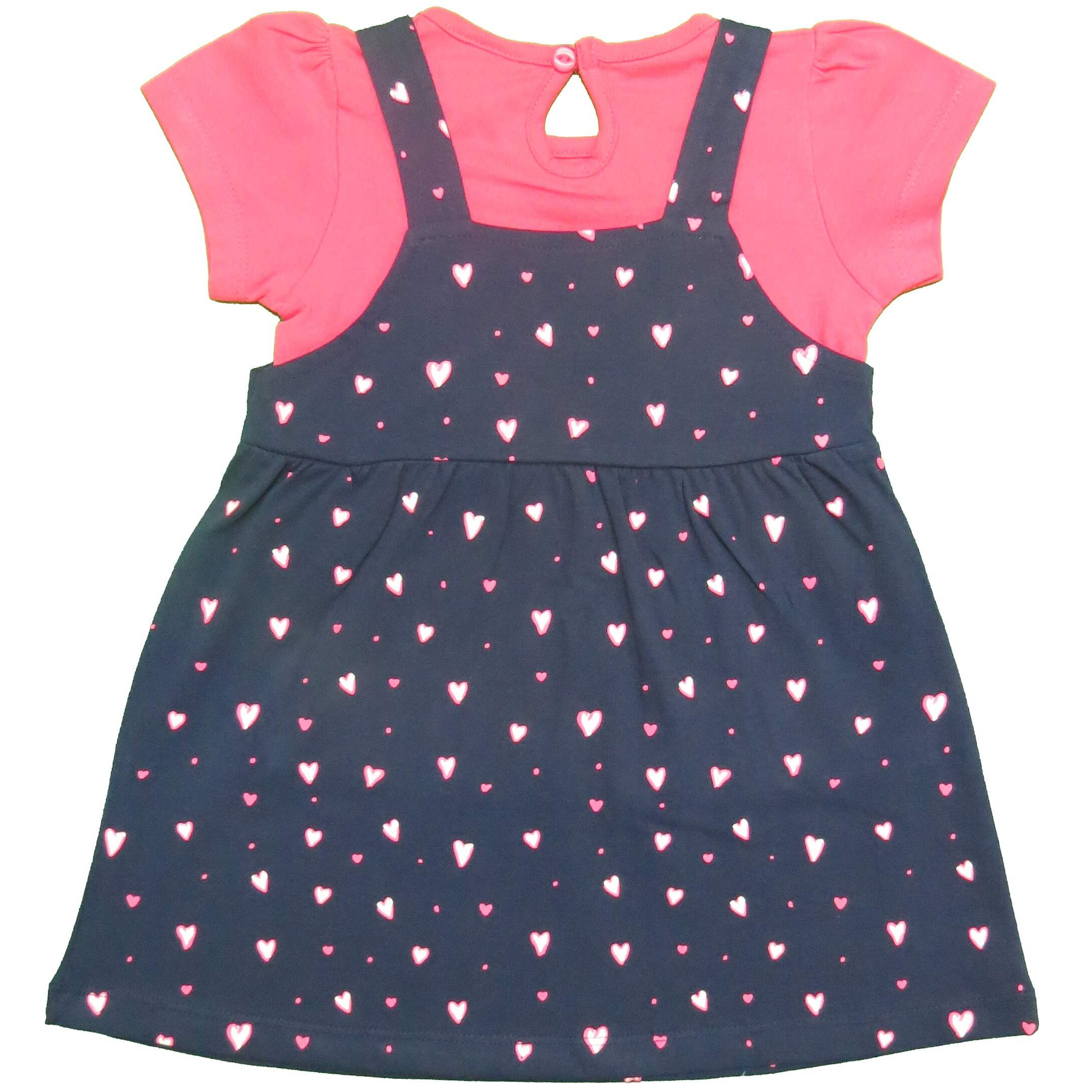 Clothe Funn Baby-Girls Cotton Pinafore Knee-Length Dress (36NBFRK7_Navy Coral