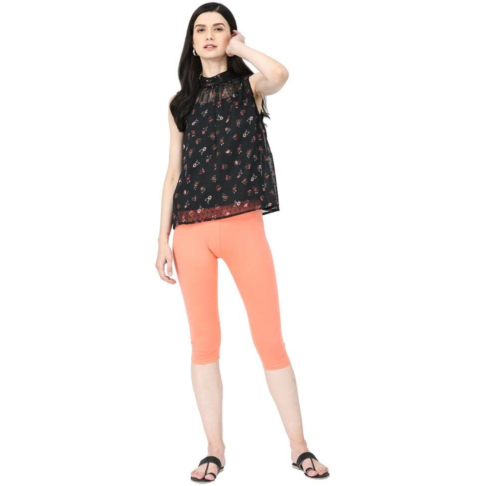 Robinbosky Premium Cotton Lycra Stretchable Capris Leggings (XXLApricot)