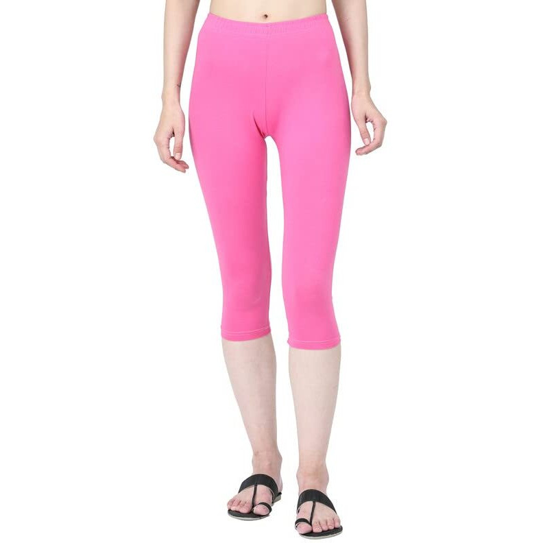 Robinbosky Premium Cotton Lycra Stretchable Capris Leggings (XXLQueenPink)