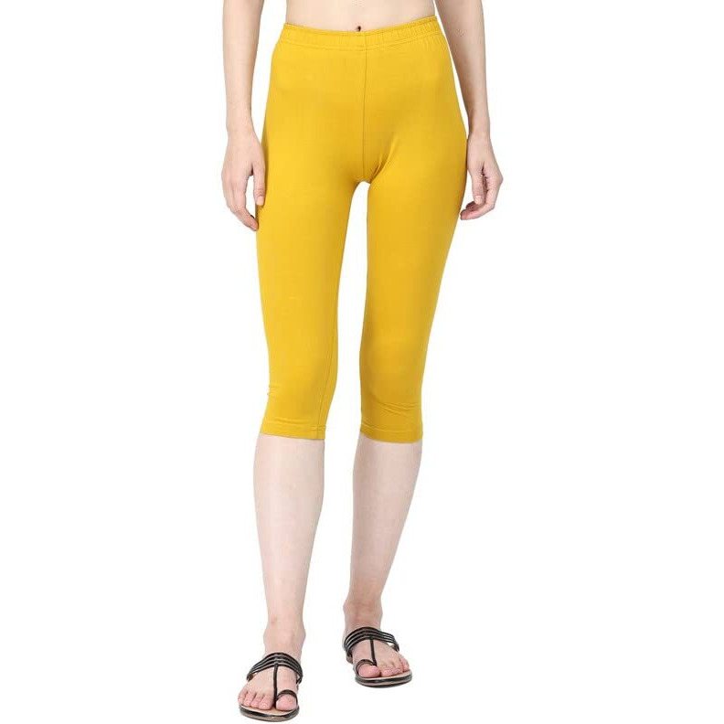 Robinbosky Premium Cotton Lycra Stretchable Capris Leggings (XXLGoldenGlow)