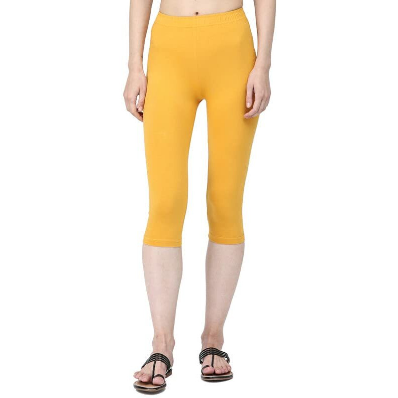 Robinbosky Premium Cotton Lycra Stretchable Capris Leggings (SSunYellow)