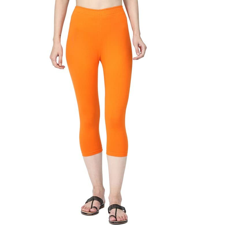 Robinbosky Premium Cotton Lycra Stretchable Capris Leggings (XXLOrange)
