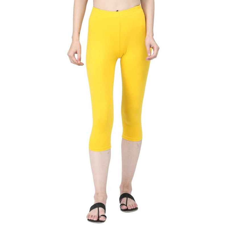 Robinbosky Premium Cotton Lycra Stretchable Capris Leggings (XXLBanana)