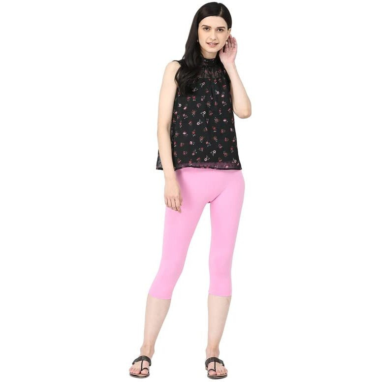 Robinbosky Premium Cotton Lycra Stretchable Capris Leggings (MPinkLady)