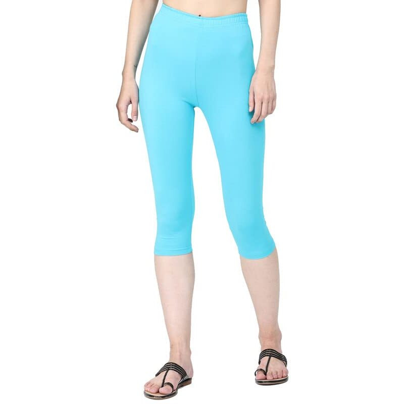 Robinbosky Premium Cotton Lycra Stretchable Capris Leggings (SAngelBlue)