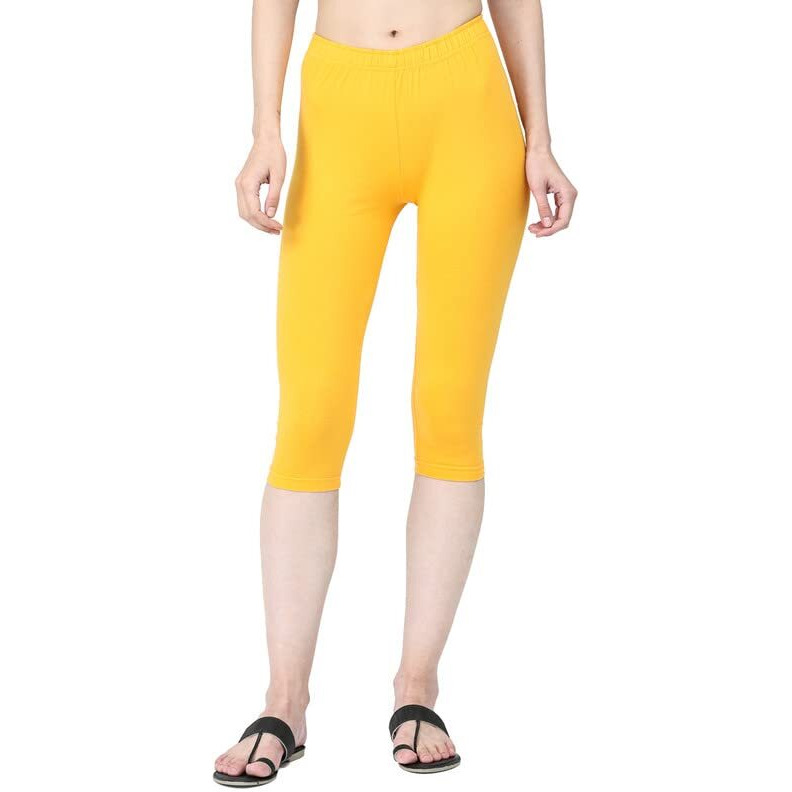 Robinbosky Premium Cotton Lycra Stretchable Capris Leggings (MTurmeric)