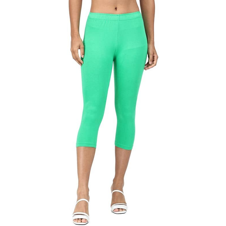 Robinbosky Premium Cotton Lycra Stretchable Capris Leggings (MParrotGreen)