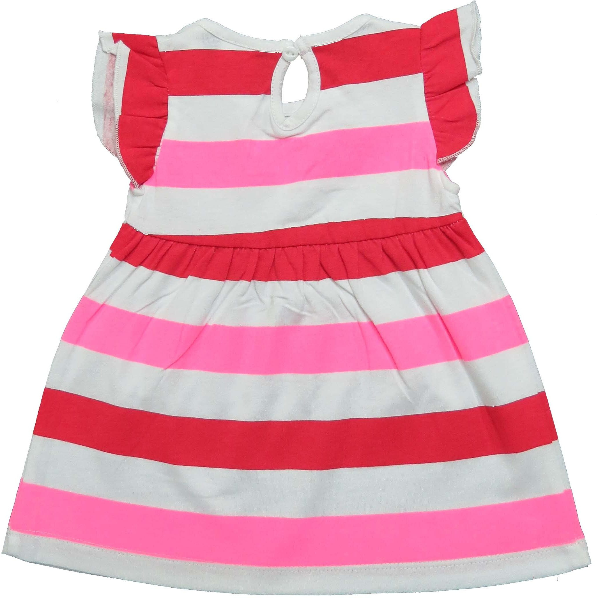Clothe Funn New Born Knee Length Baby Girl Dress (White Stripes 12-18 Months)