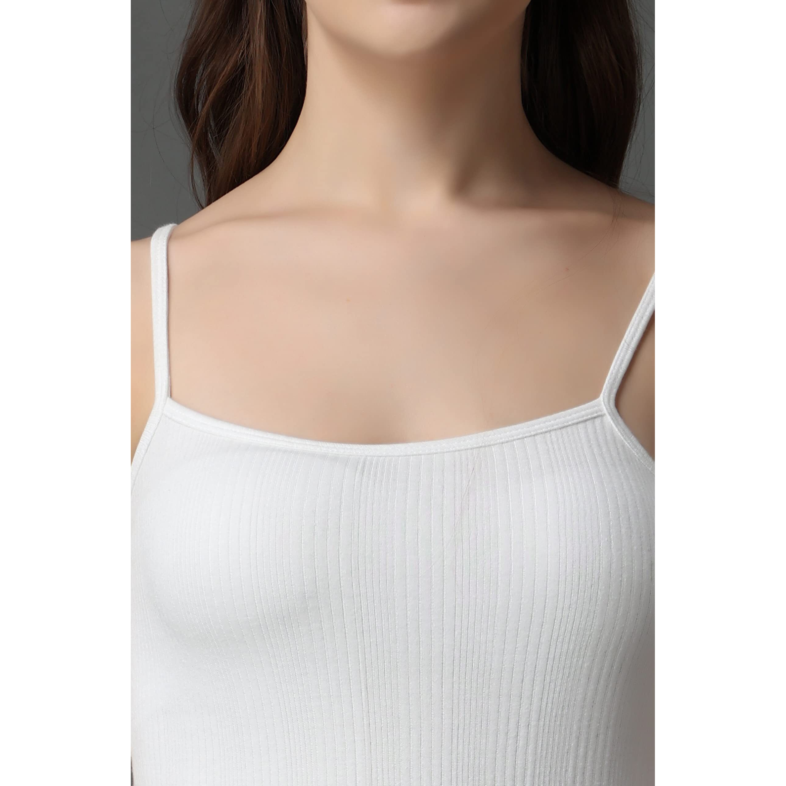 FF Thermal Warmer Spaghetti Modern Fit Top For Women Ultra Soft Sleeveless Scoop Neck Winter Inner Wear Top Johns Underwear Color - White (Size - Medium) (Pack - 1)