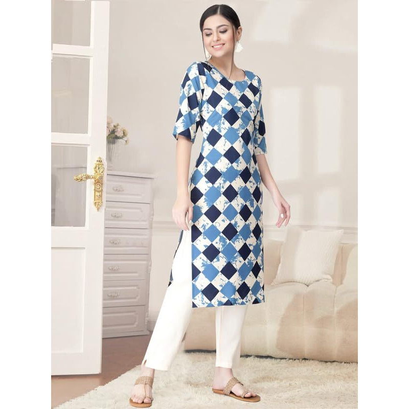 Pinkmint Kurta Set for Women Cotton Printed Straight Kurta with Pant (Pack of 1)