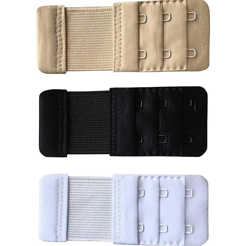 Bureaucrat Elastic Bra Hook Extender-(2Hook/3 Eye & 3Hook/3Eye) with Extra Elastic- Increase Band Length-Bra Hook Extender Combo for Women (2 & 3 HooksPack of 6(Beige Black White))