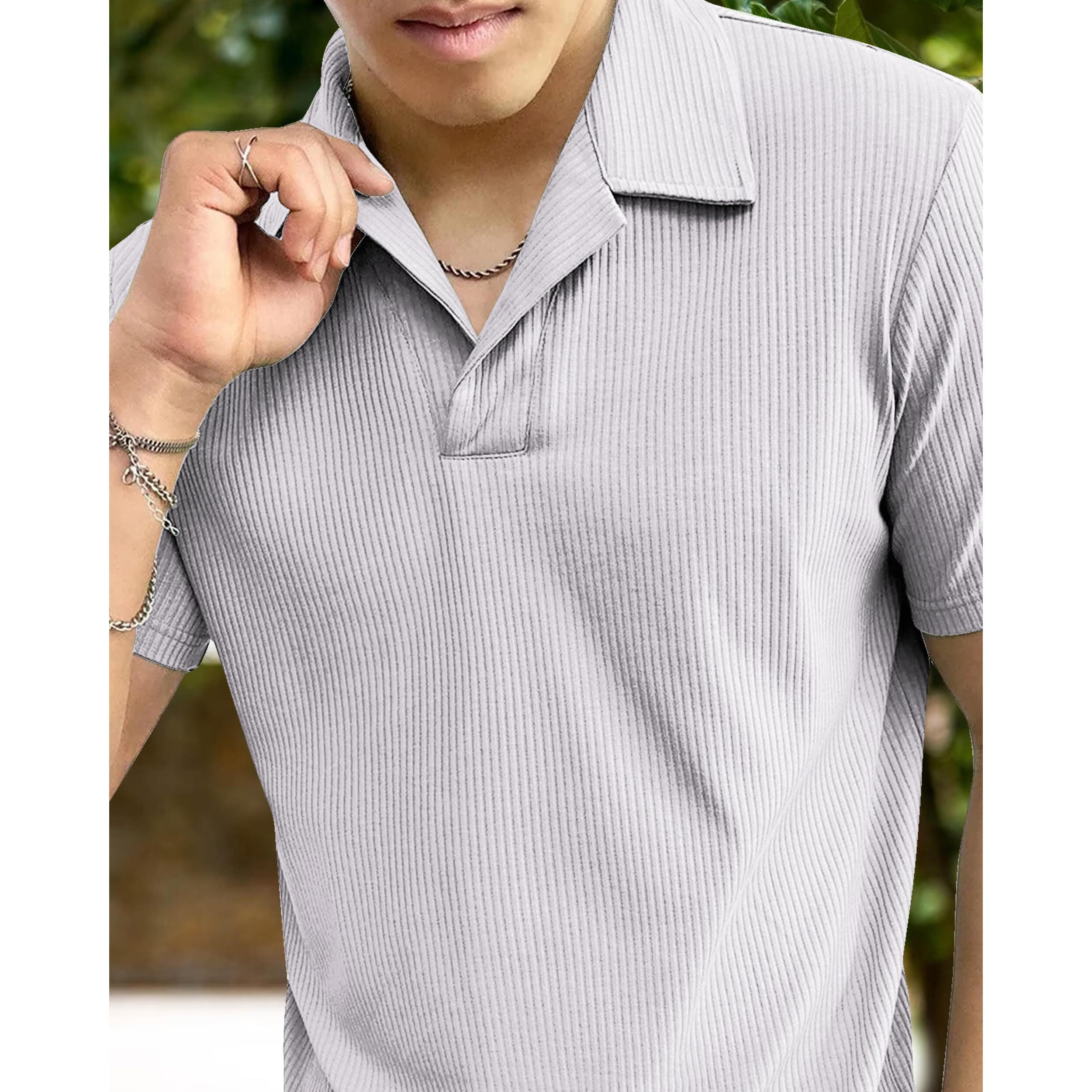 I ENTERPRISE Cotton Blend Regular Fit Round Spread Collar Solid Short Sleeve T-Shirt for Men & Boys Color - White Size-XL