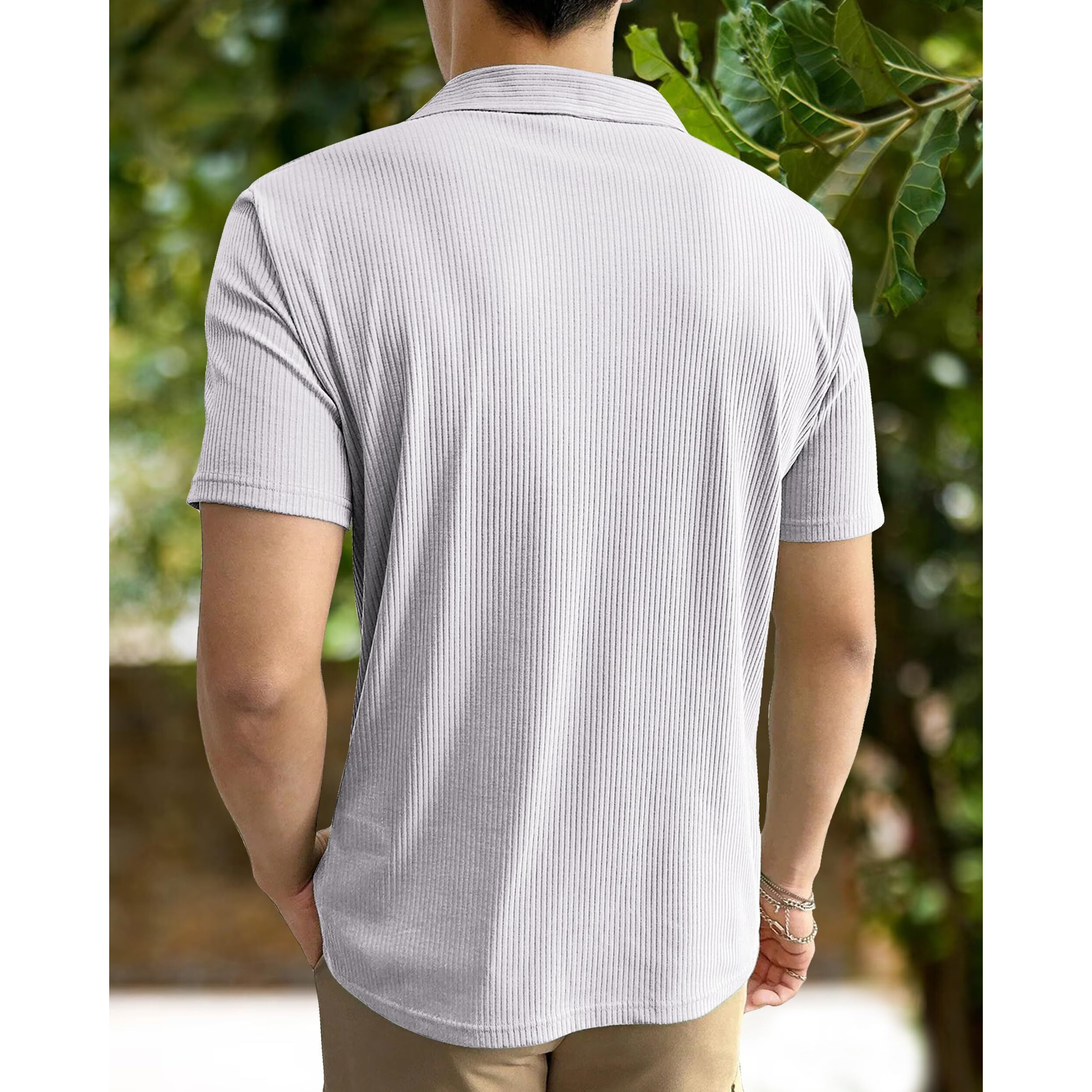 I ENTERPRISE Cotton Blend Regular Fit Round Spread Collar Solid Short Sleeve T-Shirt for Men & Boys Color - White Size -L