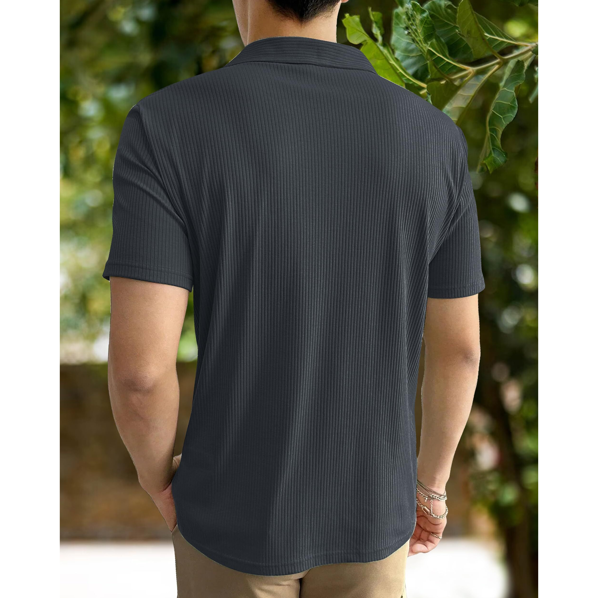 I ENTERPRISE Cotton Blend Regular Fit Round Spread Collar Solid Short Sleeve T-Shirt for Men & Boys Color - Grey Size -L