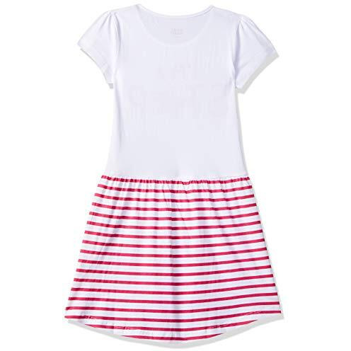 Amazon Brand - Jam & Honey Girls 100% Cotton Printed Knee Length One Piece Dress | Age 2-12 Years White