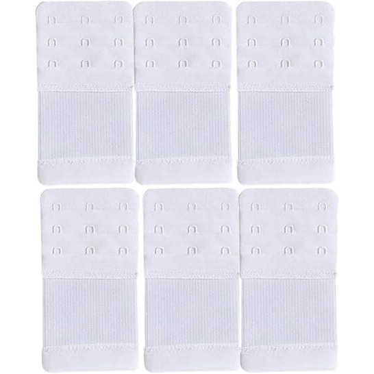 Bureaucrat Elastic Bra Hook Extender-(2 Hook/3 Eye & 3 Hook/3 Eye) with Extra Elastic- Increase Band Length-Bra Hook Extender Combo for Women (3 Hooks -(White Pack of 6))