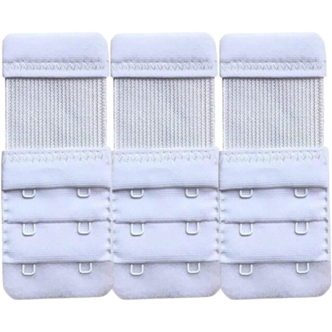 Bureaucrat Elastic Bra Hook Extender-(2 Hook/3 Eye & 3 Hook/3 Eye) with Extra Elastic- Increase Band Length-Bra Hook Extender Combo for Women (2 Hooks -(White Pack of 3))