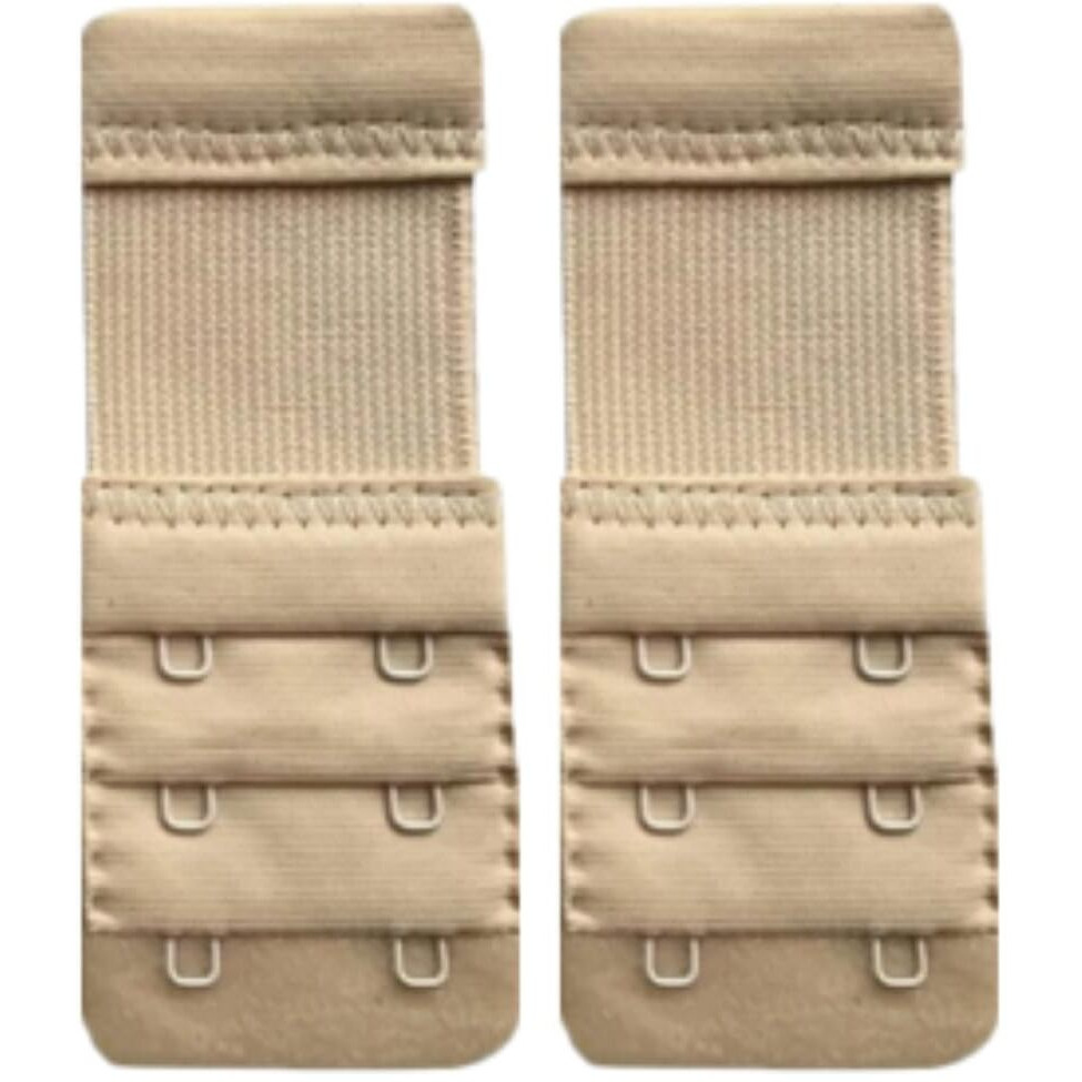 Bureaucrat Elastic Bra Hook Extender-(2Hook/3 Eye & 3Hook/3Eye) with Extra Elastic- Increase Band Length-Bra Hook Extender Combo for Women (2 Hooks-(BeigePack of 2))