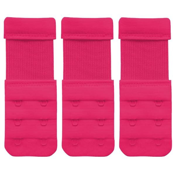 Bureaucrat Elastic Bra Hook Extender-(2 Hook/3 Eye & 3 Hook/3 Eye) with Extra Elastic- Increase Band Length-Bra Hook Extender Combo for Women (2 Hooks -(PinkPack of 3))