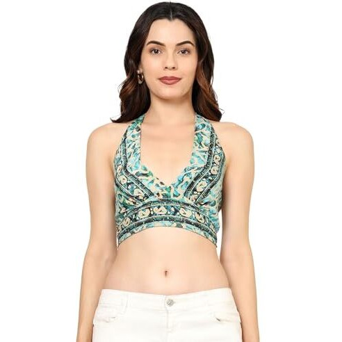 KE Kanha Exports Womens Halter Top - Chic and Comfortable Fashion for Any Occasion (Water Leaf)