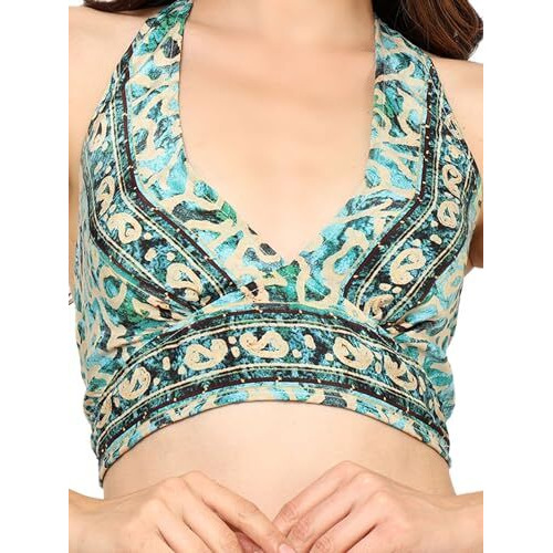 KE Kanha Exports Womens Halter Top - Chic and Comfortable Fashion for Any Occasion (Water Leaf)