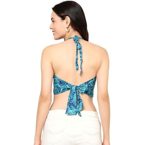 KE Kanha Exports Womens Halter Top - Chic and Comfortable Fashion for Any Occasion (Aquamarine Blue)