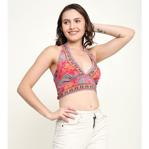 KE KanhaExports s Womens Halter Relaxed Fit Top - Chic And Comfortable Fashion For Any Occasion Free Size