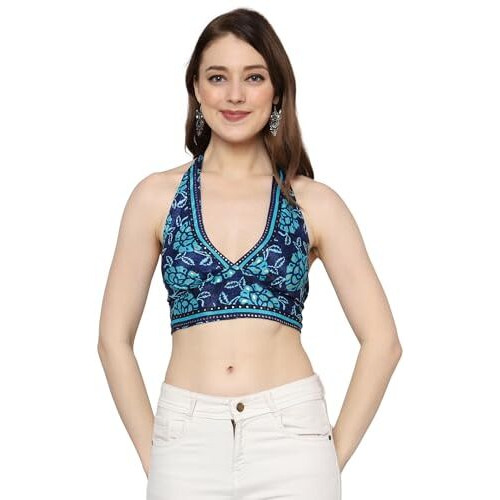 KE KanhaExports Womens Halter Regular Fit Top - Chic And Comfortable Fashion For Any Occasion (Sea Black)