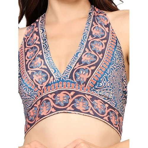 KE Kanha Exports Womens Halter Top - Chic and Comfortable Fashion for Any Occasion (Silk Blue)