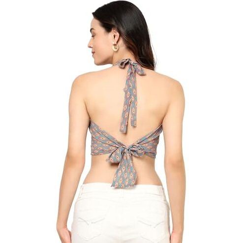 KE Kanha Exports Womens Halter Top - Chic and Comfortable Fashion for Any Occasion (Verdigris)