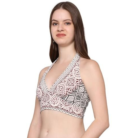KE Kanha Exports Womens Halter Top - Chic and Comfortable Fashion for Any Occasion (Withe RED)
